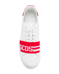 Мужские белые кожаные низкие кеды с принтом от Gcds