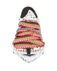 Мужские белые кожаные низкие кеды с принтом от Lanvin