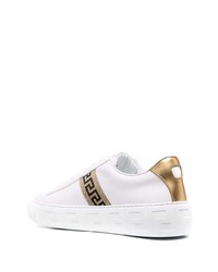 Мужские белые кожаные низкие кеды с принтом от Versace