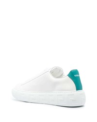 Мужские белые кожаные низкие кеды с принтом от Versace