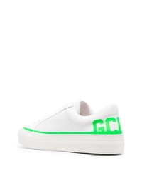 Мужские белые кожаные низкие кеды с принтом от Gcds