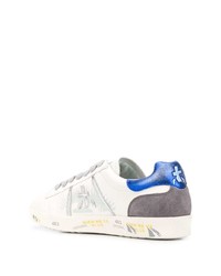 Мужские белые кожаные низкие кеды с принтом от Premiata