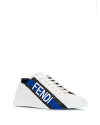 Мужские белые кожаные низкие кеды с принтом от Fendi