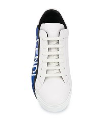 Мужские белые кожаные низкие кеды с принтом от Fendi