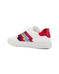 Женские белые кожаные низкие кеды с принтом от Philipp Plein