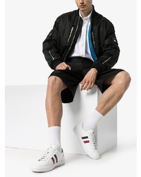 Мужские белые кожаные низкие кеды с принтом от Moncler