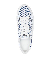 Мужские белые кожаные низкие кеды с принтом от Versace