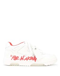 Мужские белые кожаные низкие кеды с принтом от Off-White