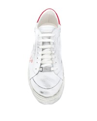 Мужские белые кожаные низкие кеды с принтом от Philipp Plein