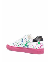 Мужские белые кожаные низкие кеды с принтом от Paul Smith