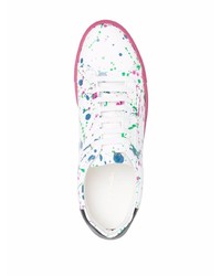 Мужские белые кожаные низкие кеды с принтом от Paul Smith