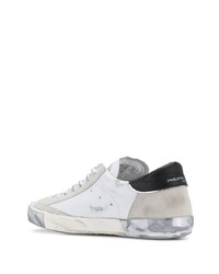 Мужские белые кожаные низкие кеды с принтом от Philippe Model Paris