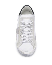 Мужские белые кожаные низкие кеды с принтом от Philippe Model Paris