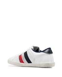 Мужские белые кожаные низкие кеды с принтом от Moncler