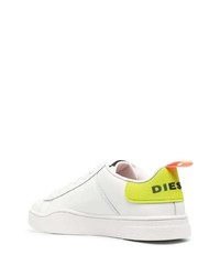 Мужские белые кожаные низкие кеды с принтом от Diesel