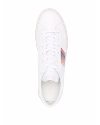 Мужские белые кожаные низкие кеды с принтом от Paul Smith