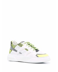 Мужские белые кожаные низкие кеды с принтом от Hide&Jack