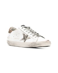 Мужские белые кожаные низкие кеды с принтом от Golden Goose Deluxe Brand