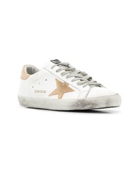 Мужские белые кожаные низкие кеды с принтом от Golden Goose Deluxe Brand