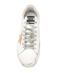 Мужские белые кожаные низкие кеды с принтом от Golden Goose Deluxe Brand