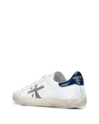 Мужские белые кожаные низкие кеды с принтом от Premiata