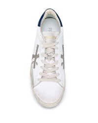 Мужские белые кожаные низкие кеды с принтом от Premiata