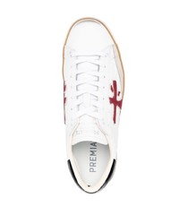 Мужские белые кожаные низкие кеды с принтом от Premiata