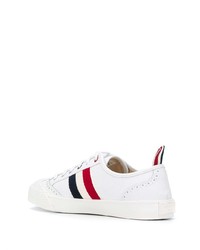 Мужские белые кожаные низкие кеды с принтом от Thom Browne