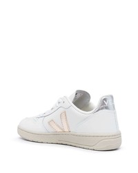 Мужские белые кожаные низкие кеды с принтом от Veja