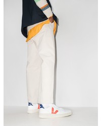 Мужские белые кожаные низкие кеды с принтом от Veja