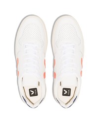 Мужские белые кожаные низкие кеды с принтом от Veja