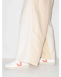 Мужские белые кожаные низкие кеды с принтом от Veja