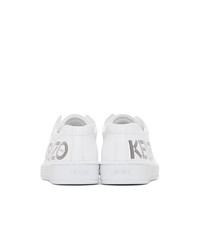 Женские белые кожаные низкие кеды с принтом от Kenzo