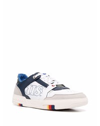 Мужские белые кожаные низкие кеды с принтом от Missoni