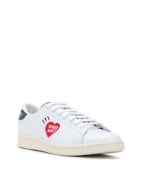 Мужские белые кожаные низкие кеды с принтом от adidas