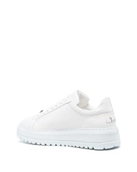 Мужские белые кожаные низкие кеды с украшением от Billionaire