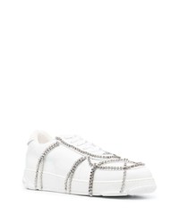 Мужские белые кожаные низкие кеды с украшением от Gcds