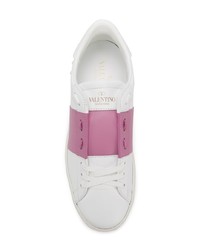 Женские белые кожаные низкие кеды с украшением от Valentino