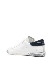 Мужские белые кожаные низкие кеды с украшением от Philippe Model Paris