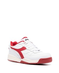 Мужские белые кожаные низкие кеды с украшением от Diadora