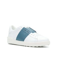 Мужские белые кожаные низкие кеды с шипами от Valentino