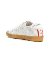 Мужские белые кожаные низкие кеды с шипами от Leather Crown