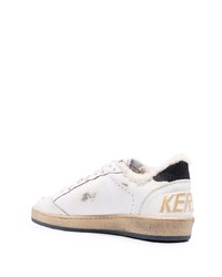 Мужские белые кожаные низкие кеды со звездами от Golden Goose