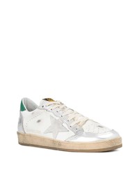 Мужские белые кожаные низкие кеды со звездами от Golden Goose