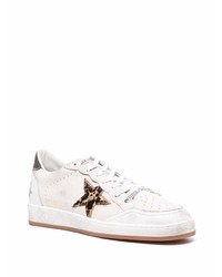 Мужские белые кожаные низкие кеды со звездами от Golden Goose