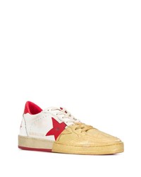 Мужские белые кожаные низкие кеды со звездами от Golden Goose