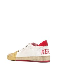 Мужские белые кожаные низкие кеды со звездами от Golden Goose