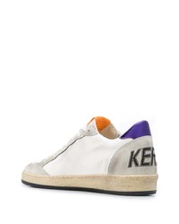 Мужские белые кожаные низкие кеды со звездами от Golden Goose