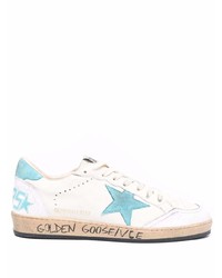 Мужские белые кожаные низкие кеды со звездами от Golden Goose