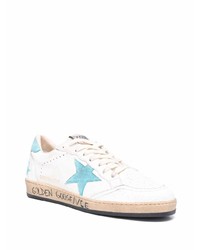 Мужские белые кожаные низкие кеды со звездами от Golden Goose